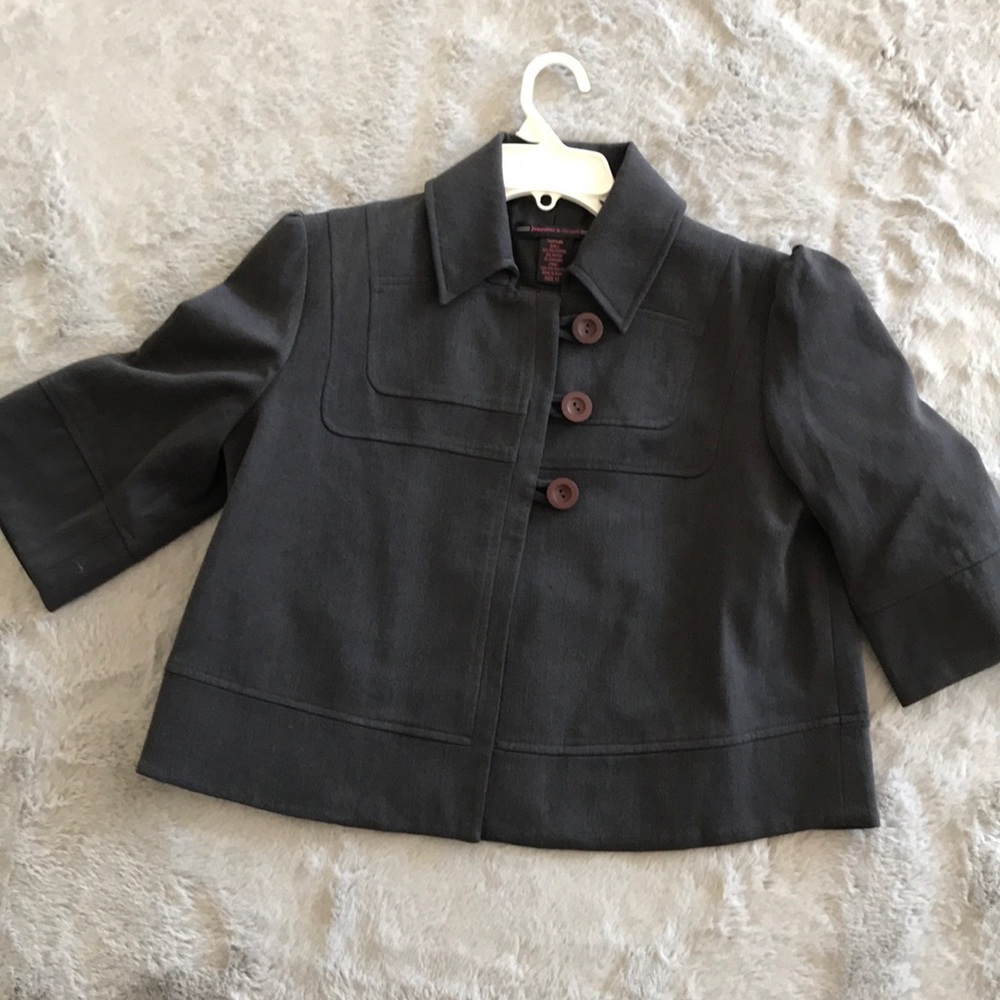 Womens Short Button-Front Jacket in Charcoal